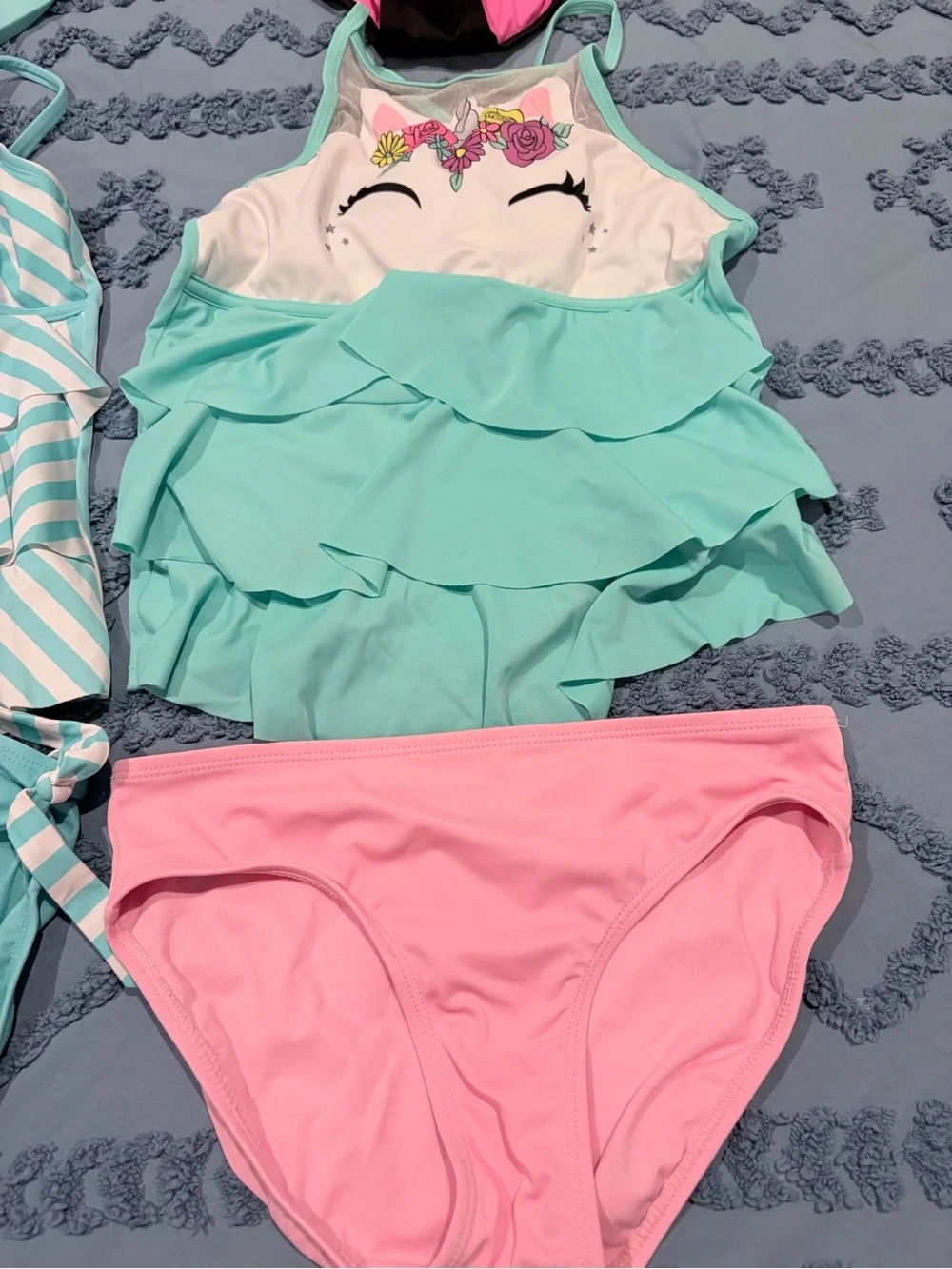 Justice Girls 4 Swimsuit Bundle Size 12 Tankini Bikini Unicorn Watermelon